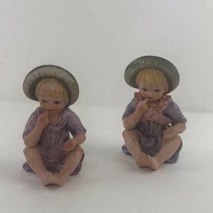 Vintage Ceramic Hand-Painted Farm Girls Figurines
